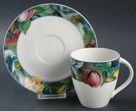 Fruit Collage Flat Cup & Saucer Set