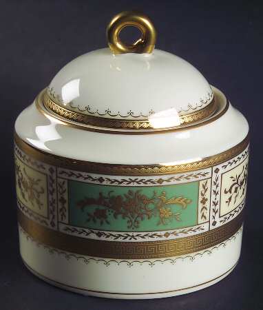 Pompadour Green Sugar Bowl & Lid
