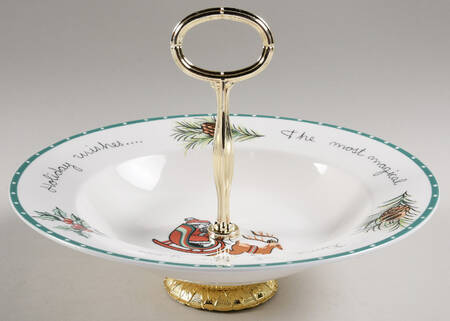 Christmas Wish 6"-7" Handled Footed Nut Dish HC