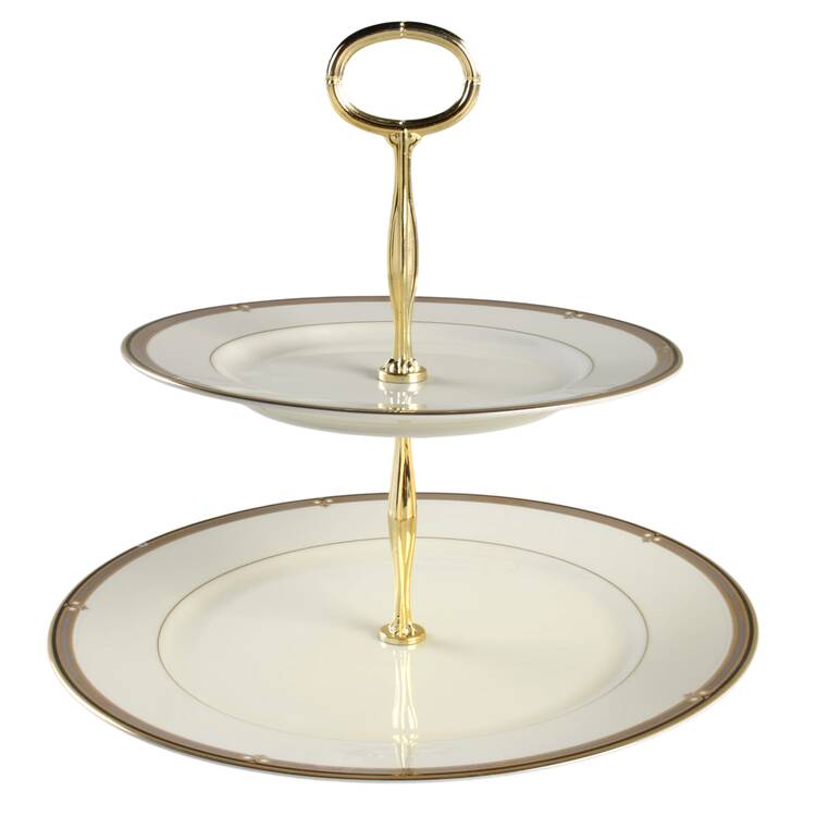Ebony Circle 6 5/8"-10"  2 Tiered Serving Tray (Dp, Sp) HC