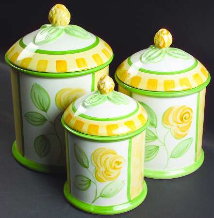 English Rose (Stoneware) (3 Piece) Canister Set (Box Set)