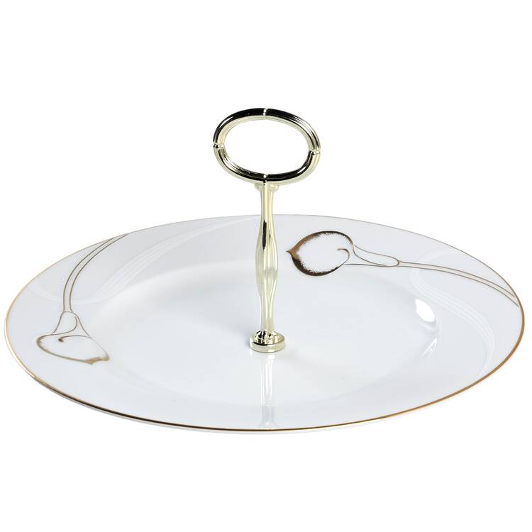 Candlelight Gold Round Serving Plate with Center Handle (Dp) Hc