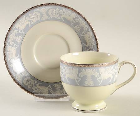 Gothic Crest Footed Cup & Saucer Set