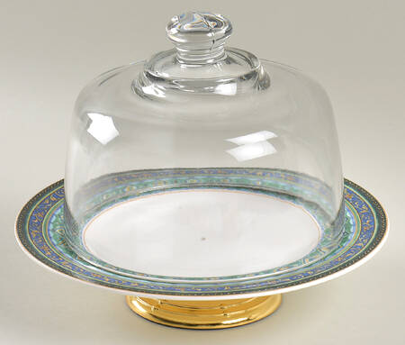 Florenza 6 1/2"-7 1/2" Footed Cheese Plate w/ Glass Dome HC
