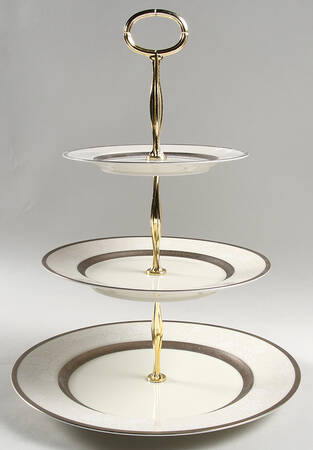 Platinum Lace 13 7/8"-14 1/4" 3-Tiered Serving Tray(DP,SP,BB) HC