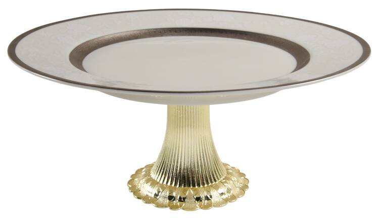 Platinum Lace Cake Stand with 4"-5" Metal Pedestal  Hc