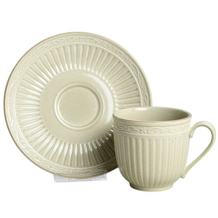 Mystic Green Flat Cup & Saucer Set