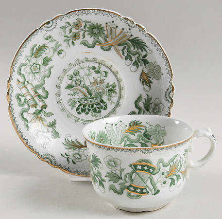 Japan Green Flat Cup & Saucer Set