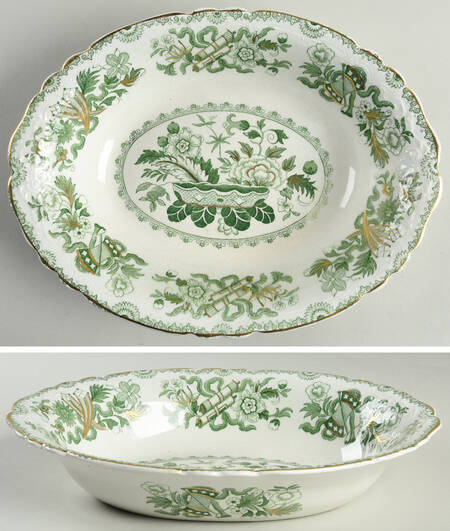 Japan Green 9" Oval Vegetable Bowl
