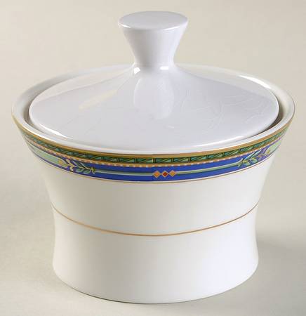 Plaza Court Blue Sugar Bowl & Lid