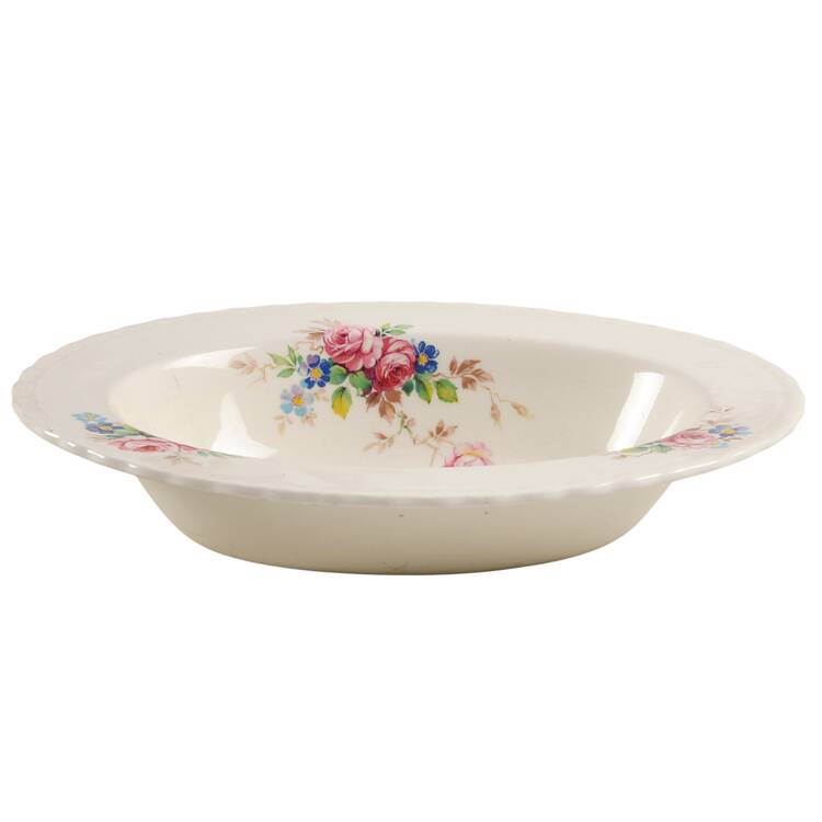 June Roses (Embossed Roses on Edge) 10" Oval Vegetable Bowl