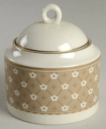 Dubonnet Beige Sugar Bowl & Lid