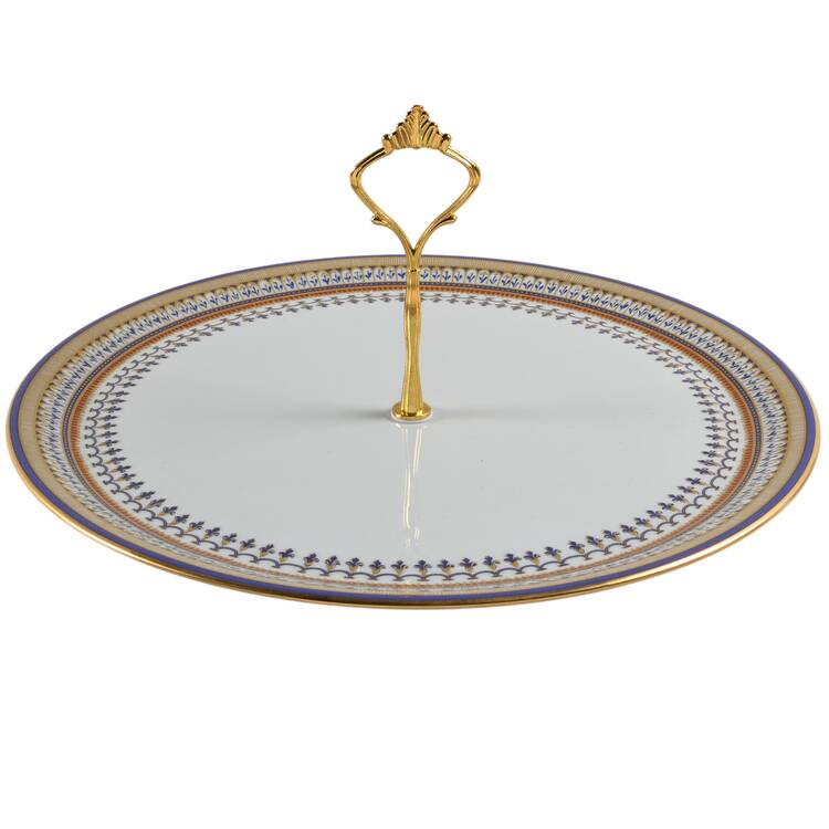 Chinoise Blue Round Serving Plate with Handle (DP)