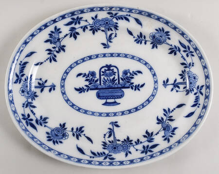 Delft Blue (Off Edge, Embossed Ridge) 15" Oval Serving Platter