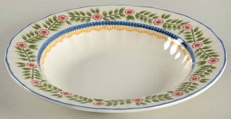 Flower Fancy Large Rim Soup Bowl