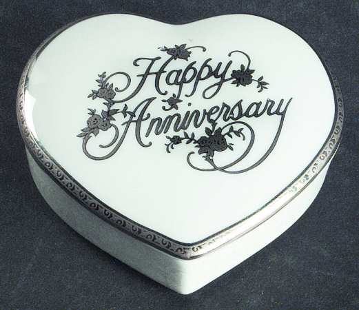 Silver Anniversary Heart Shape Box & Lid