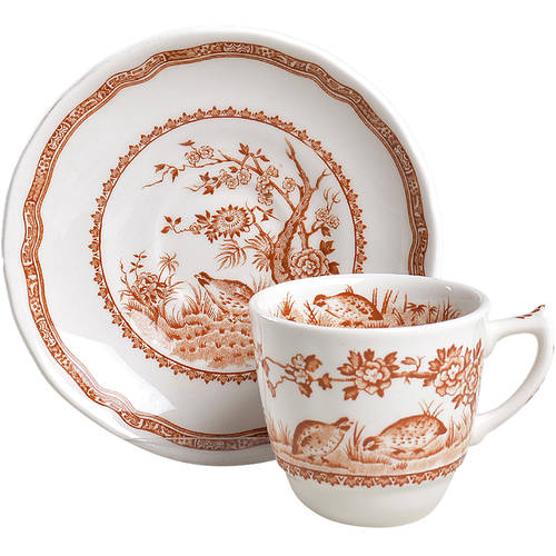 Quail Brown Flat Demitasse Cup & Saucer Set