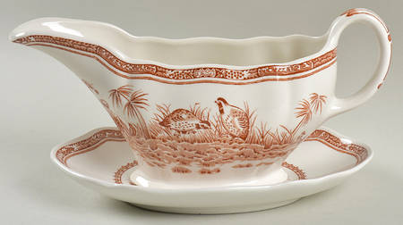 Quail Brown Gravy Boat & Underplate