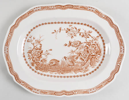 Quail Brown 15" Oval Serving Platter