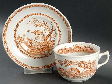 Quail Brown Flat Cup & Saucer Set