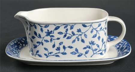 Ardsley Blue Gravy Boat & Underplate (Relish/Butter) by Mikasa