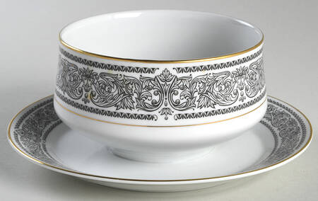 Black Gravy Boat with Attached Underplate