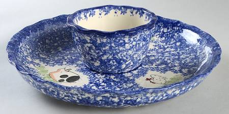 Molly's Cows Blue (2 Piece) Chip & Dip Set