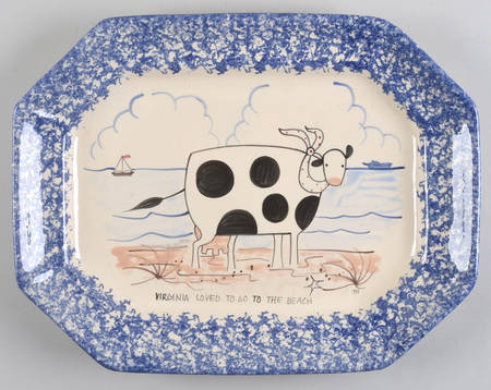 Molly's Cows Blue 14" Octagonal Serving Platter