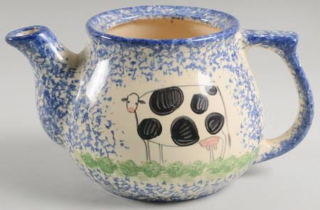 Molly's Cows Blue Small Teapot No Lid