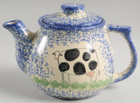 Molly's Cows Blue Small Teapot & Lid