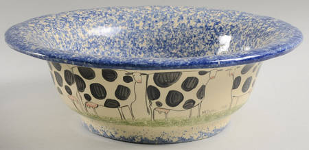 Molly's Cows Blue 11" Large Salad Serving Bowl
