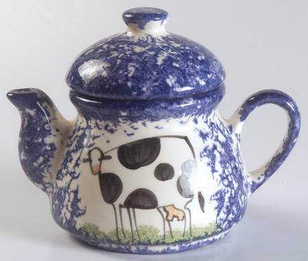 Molly's Cows Blue Individual Teapot & Lid