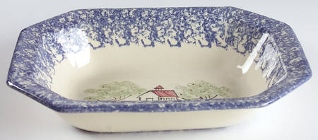 Molly's Cows Blue 11" Oval Vegetable Bowl