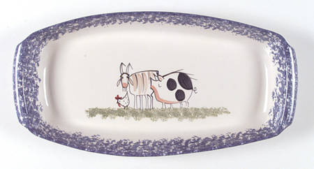 Molly's Cows Blue Bread Tray