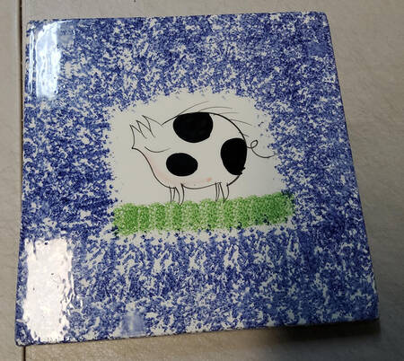 Molly's Cows Blue Square Salad Plate