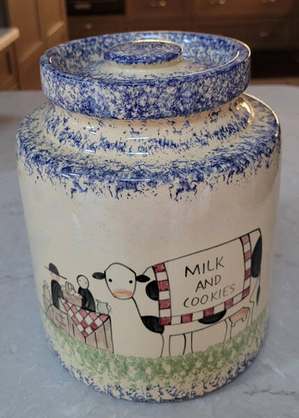 Molly's Cows Blue Cookie Jar & Lid
