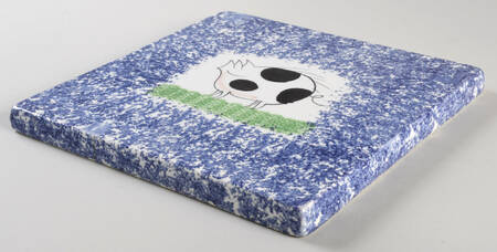 Molly's Cows Blue Square Trivet by Molly Dallas