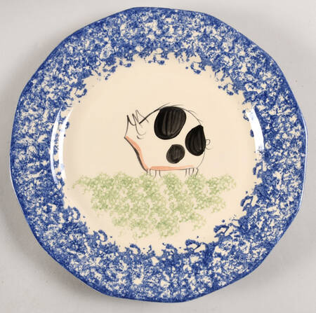 Molly's Cows Blue Dinner Plate by Molly Dallas