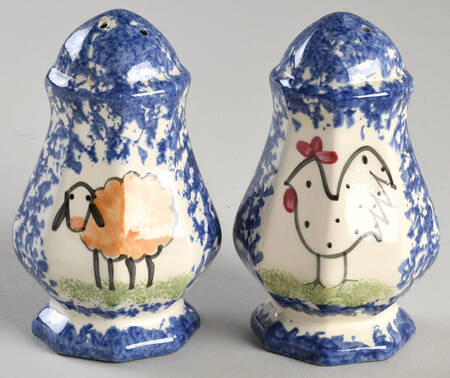 Molly's Cows Blue Salt & Pepper Set by Molly Dallas