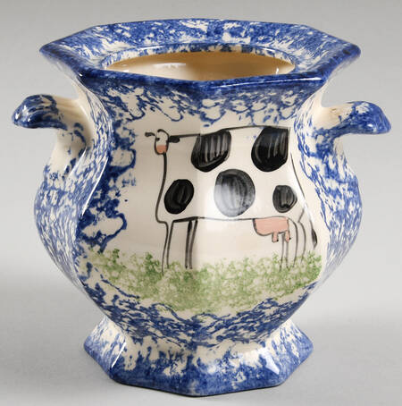 Molly's Cows Blue Sugar Bowl No Lid