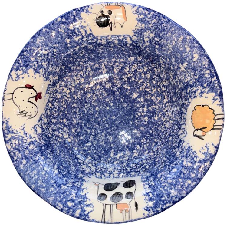 Molly's Cows Blue 11" Large Salad Serving Bowl