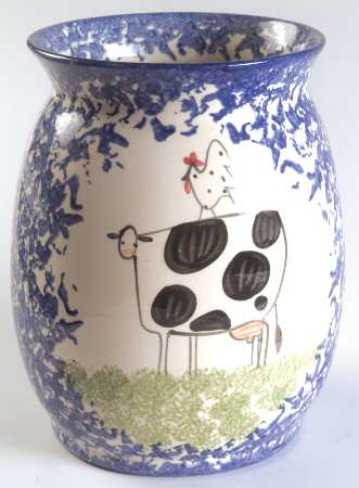 Molly's Cows Blue 6" Vase