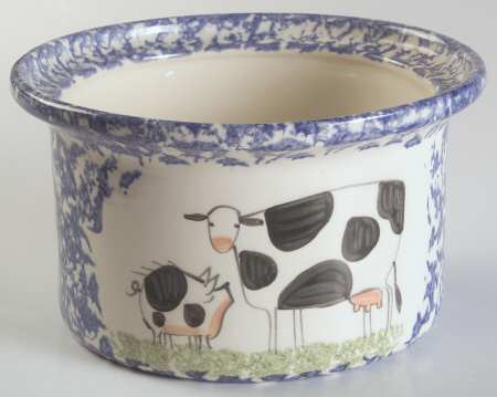 Molly's Cows Blue Bean Pot No Lid