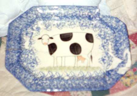 Molly's Cows Blue 12" Oval Serving Platter