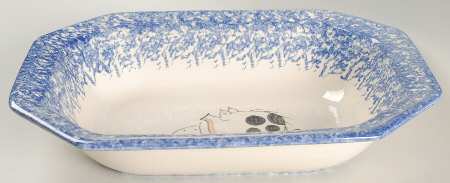 Molly's Cows Blue 11" Oval Vegetable Bowl