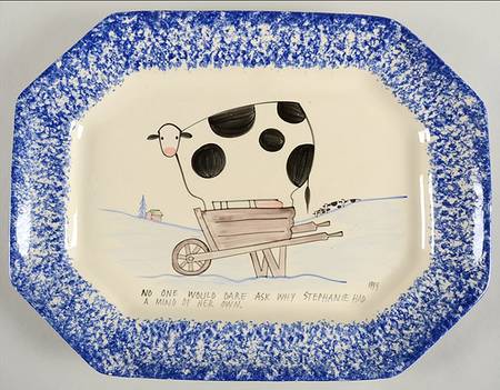 Molly's Cows Blue 14" Octagonal Serving Platter