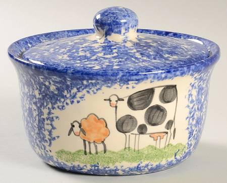 Molly's Cows Blue 5" Round Box & Lid
