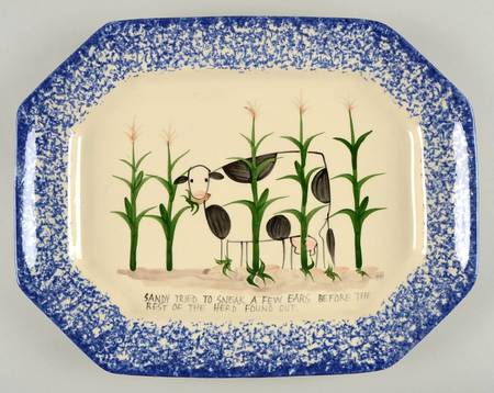 Molly's Cows Blue 14" Octagonl Serving Platter