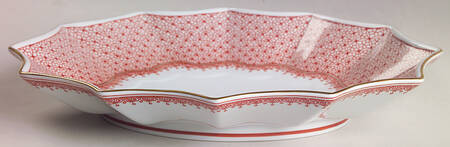 Red Lace Large Oval Fluted Dish