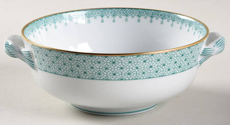 Green Lace Flat Cream Soup Bowl